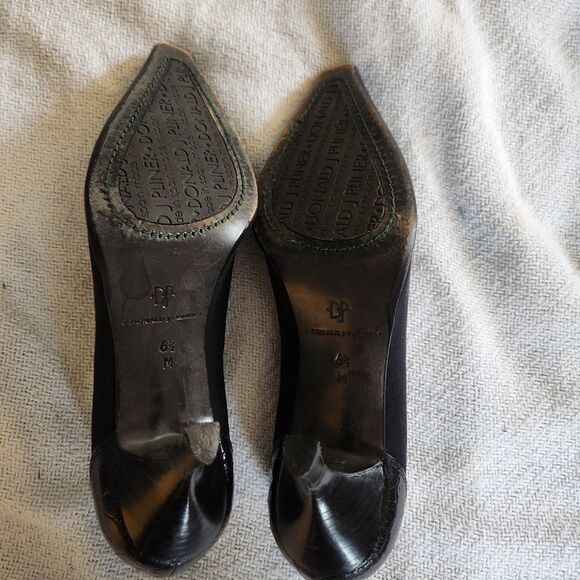 DONALD PLINER Loui Stretch Crepe Bootie Heels WOMEN'S Size 6.5 Pointed Toe Black - Picture 8 of 8